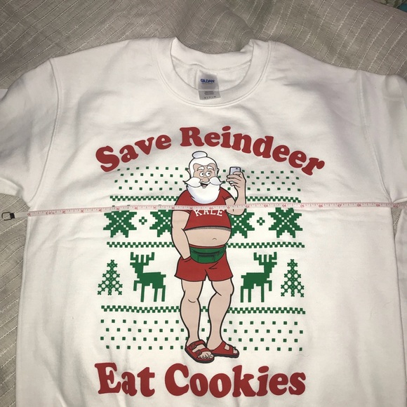 1 LEFT! Gildan Xmas sweatshirt . White. Small. NIB - Picture 5 of 7